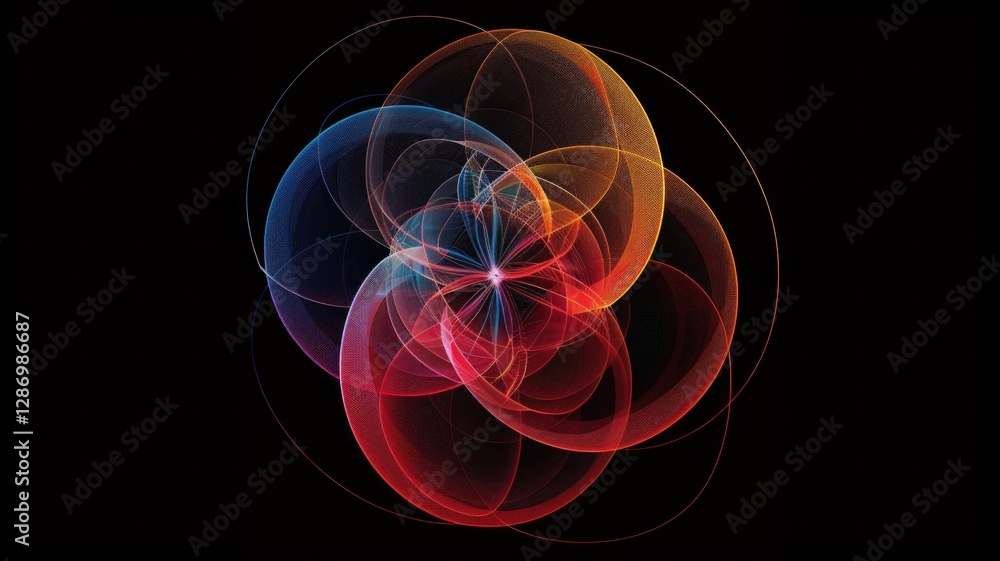 Abstract scientific design with geometric shapes and vibrant colors for educational and artistic purposes Abstract scientific design with geometric shapes and vibrant colors for educational and artistic purposes