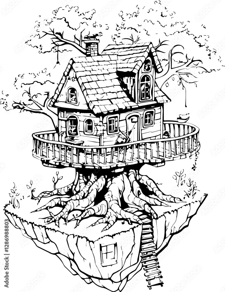 Fototapeta premium Small house built in trees
