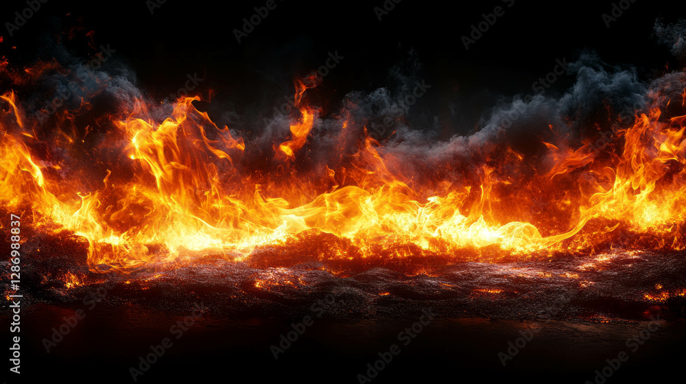 Fiery background with swirling smoke for dynamic designs and dramatic visuals Fiery background with swirling smoke for dynamic designs and dramatic visuals