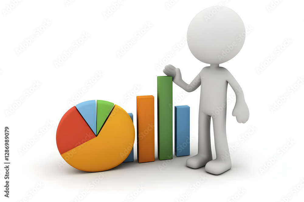 3d man with graph business company growth meeting 3d man with graph business company growth meeting
