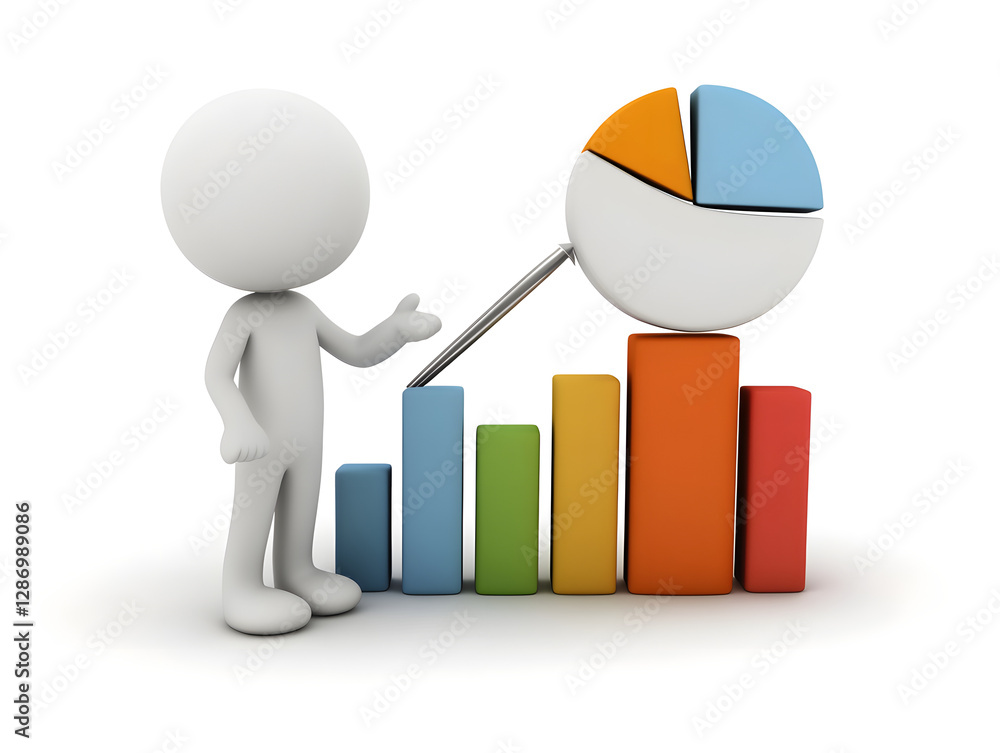3d man with graph business company growth meeting 3d man with graph business company growth meeting