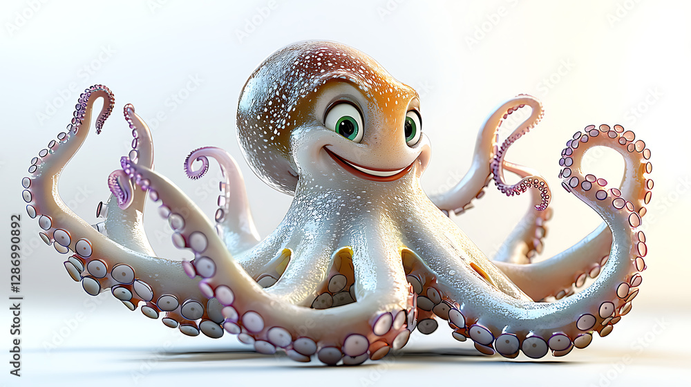 Obraz premium A cartoon octopus with a big smile on its face. generated using AI