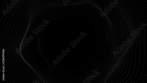 Abstract Concentric Circles Tunnel Background Loop  animation of an abstract radial tunnel concentric circles made of dots zooming in and seamless looping. Black and White Spiral Optical Illusion dot