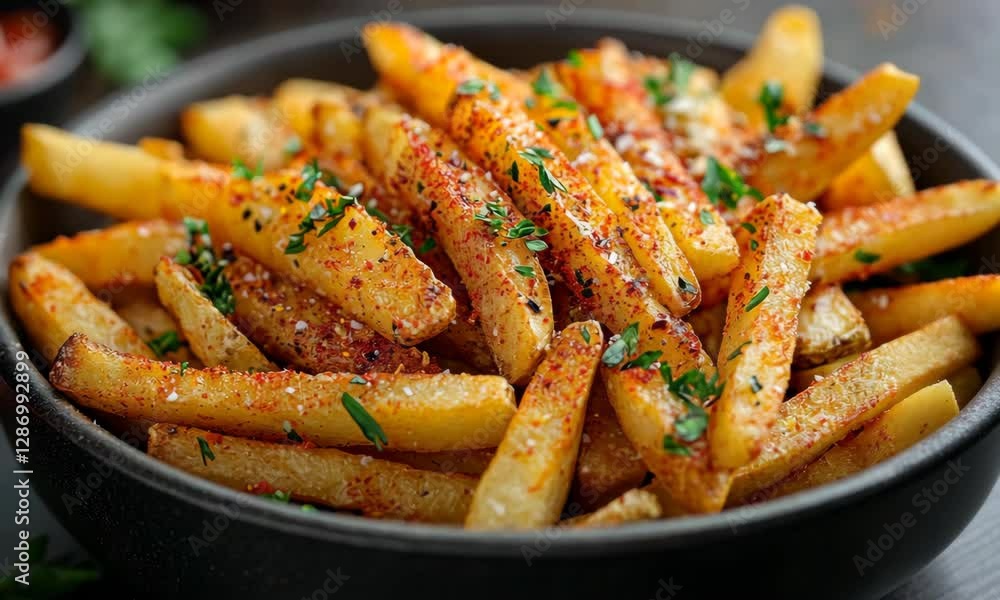 Delicious and Crispy French Fries Close-Up, A Mouthwatering Food Photography Presentation Delicious and Crispy French Fries Close-Up, A Mouthwatering Food Photography Presentation