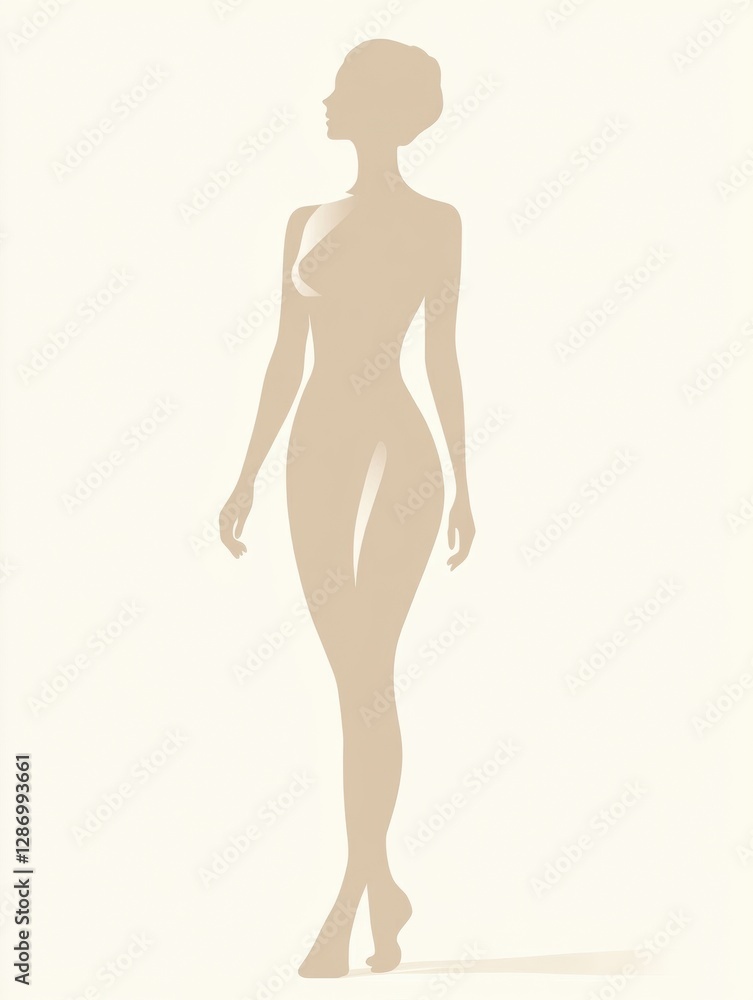 Minimalist illustration showcasing slim female silhouette with accentuated waistline for artistic expression in modern design. Generative AI Minimalist illustration showcasing slim female silhouette with accentuated waistline for artistic expression in modern design. Generative AI