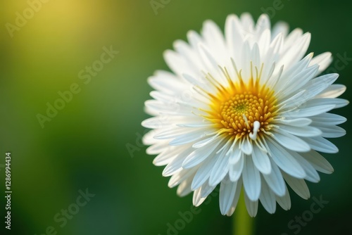 Close-up of a single white dandelion flower with delicate golden center and soft downy texture, white, golden, flower