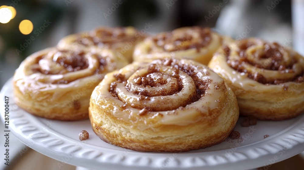 Rolls of sweet, fluffy cinnamon with a thick, sticky frosting on top Rolls of sweet, fluffy cinnamon with a thick, sticky frosting on top