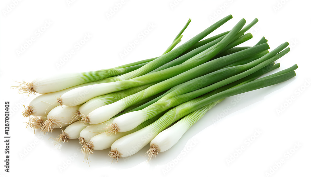 Lots of fresh green onions isolated on white Lots of fresh green onions isolated on white
