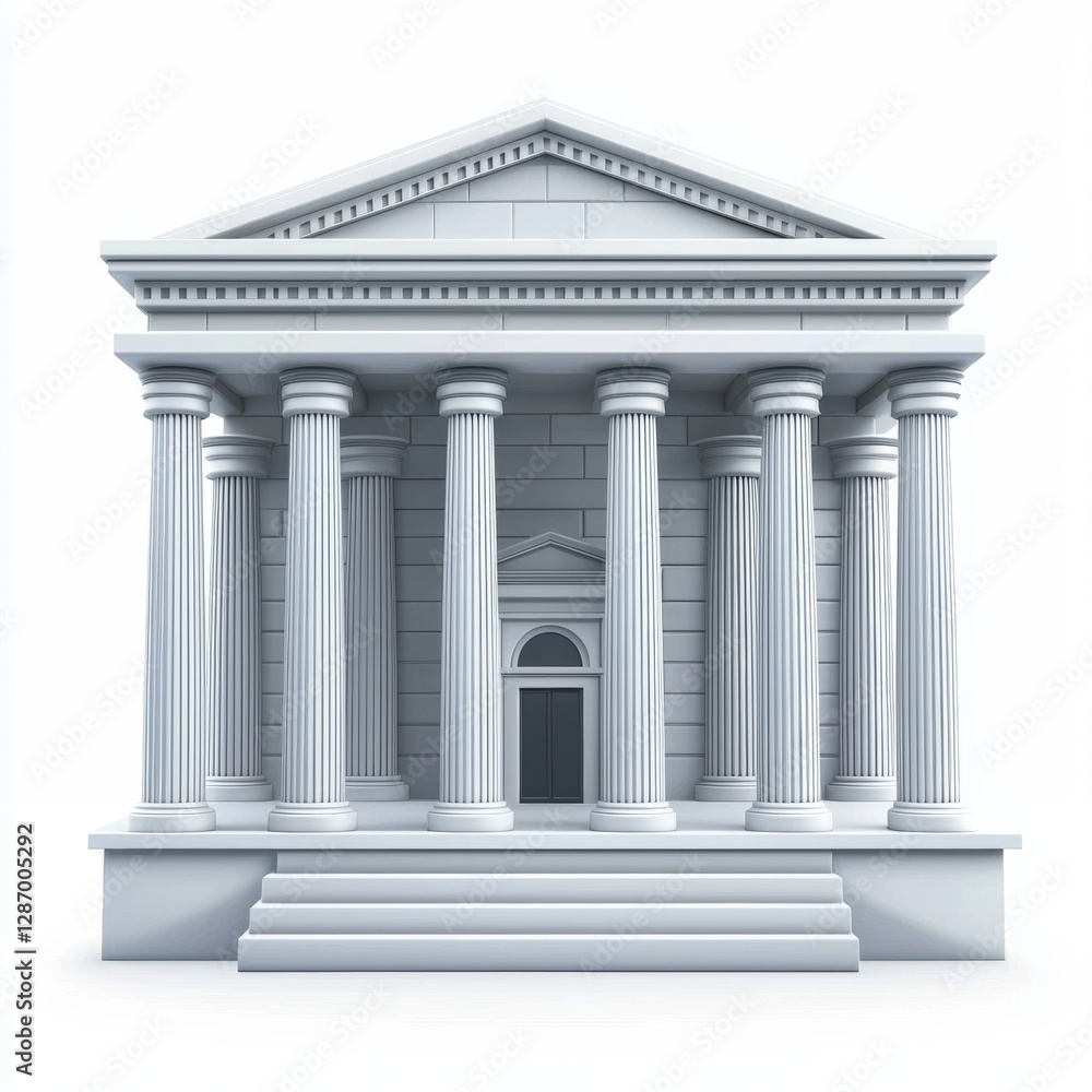 Fototapeta premium Bank building with columns isolated on white background
