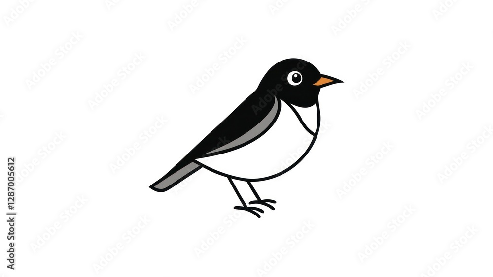 Obraz premium Charming Cartoon Black Bird Illustration