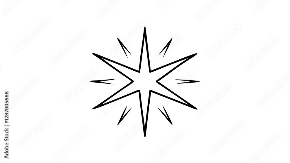 Fototapeta premium Black and White Illustration of Geometric Star, Radiant Angular Shapes in Modern Minimalist Design