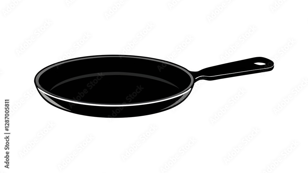 Cartoon Illustration of Kitchen Cookware Frying Pan on White Background Cartoon Illustration of Kitchen Cookware Frying Pan on White Background