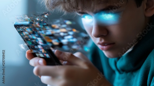 Infinite scrolling impact on teenage focus and attention in digital age, highlighting distraction and technology influence