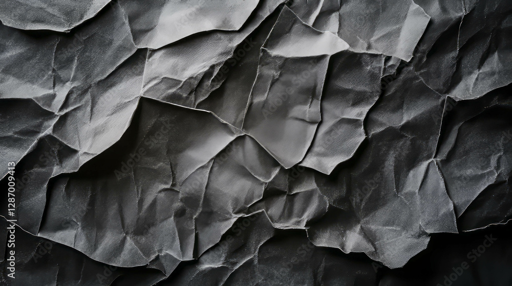 Abstract black rumpled paper texture with smooth creases for creative design Abstract black rumpled paper texture with smooth creases for creative design