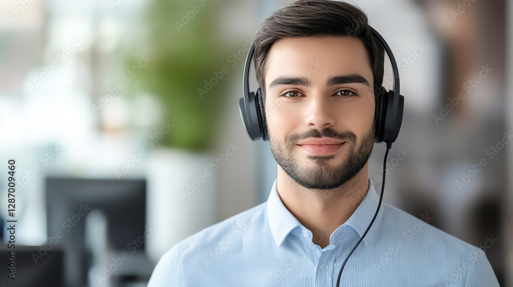 Professional support agent providing excellent customer service, looking at the camera with a headset, soft ring light creating even skin tones Professional support agent providing excellent customer service, looking at the camera with a headset, soft ring light creating even skin tones