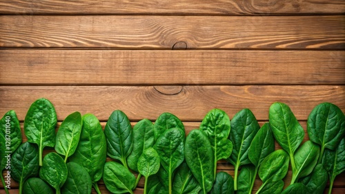 Fresh Spinach Leaves on Rustic Wooden Table Background for Healthy Eating and Culinary Use