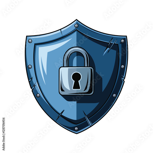 A vector icon of a shield with a lock represents strong security and protection. concepts of privacy.