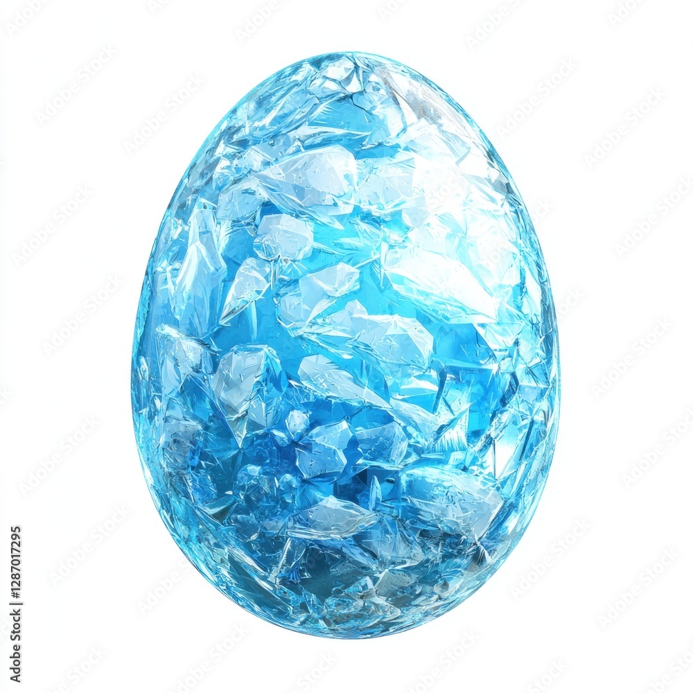 Easter egg with ice and frost crystal texture isolated on white background Easter egg with ice and frost crystal texture isolated on white background