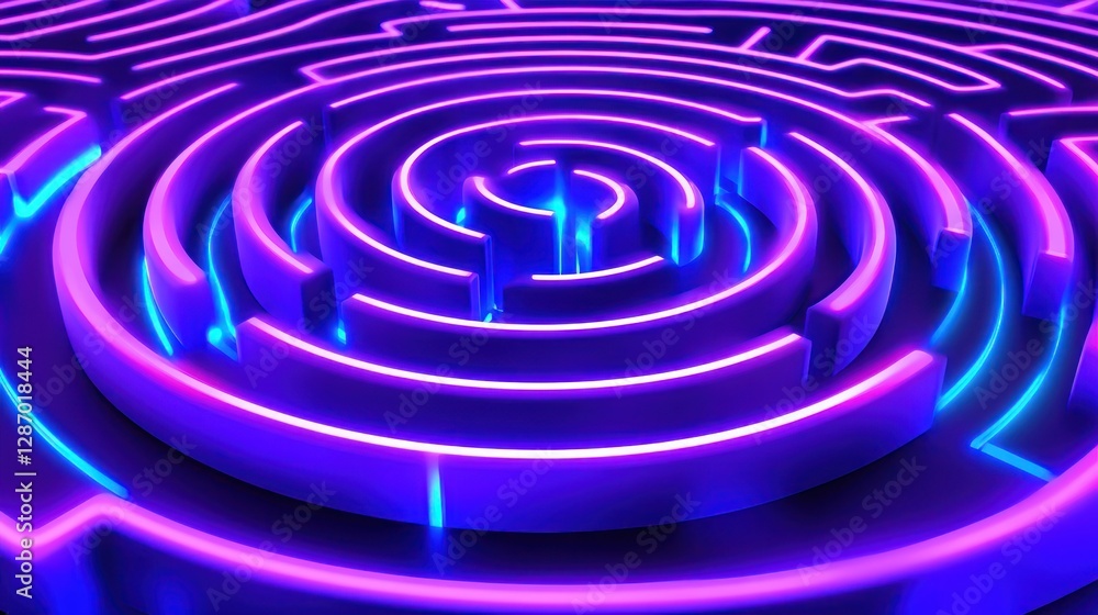Neon Glowing Spiral Maze Design Illustration Background with Vibrant Colors Neon Glowing Spiral Maze Design Illustration Background with Vibrant Colors