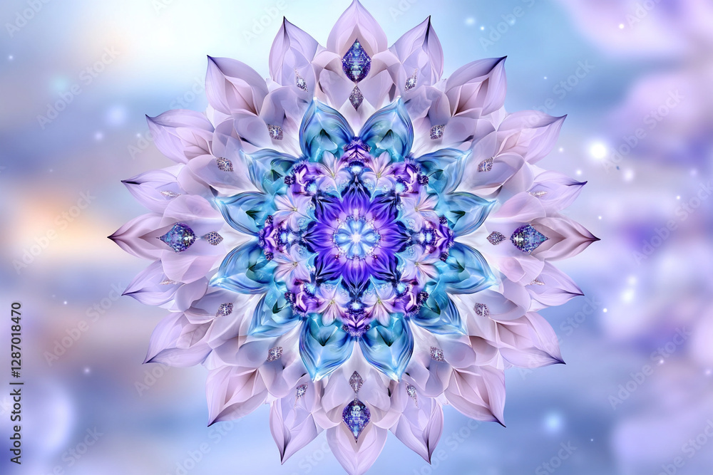 Obraz premium Cosmic Alignment of Pastel Chakras Radiating Light and Harmony in a Serene Background
