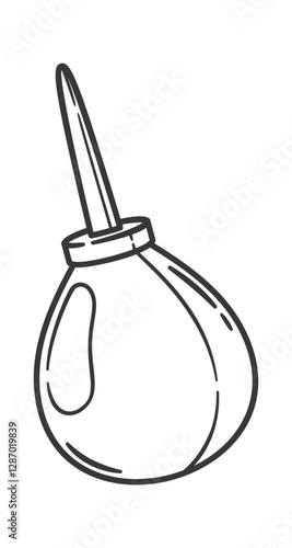 Medical syringe enema black-and-white doodle