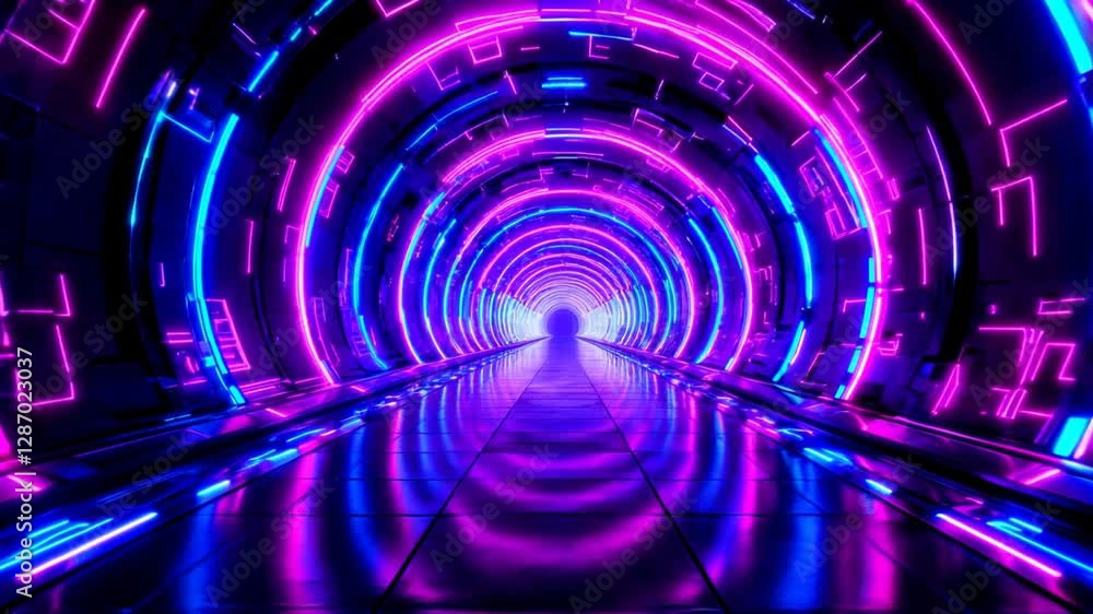 Endless Neon Tunnel Animation - Seamless Loop Endless Neon Tunnel Animation - Seamless Loop
