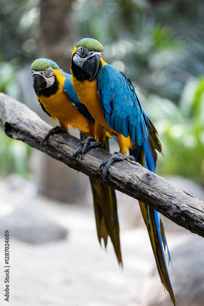 Obraz premium Thailand. Bangkok. A blue macaw parrot at Safari World Zoo.