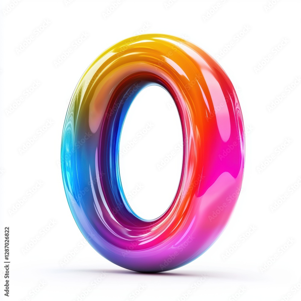 Number 0 made of vibrant rainbow gradient with smooth glossy texture and fluid color transitions isolated on a clean white background Number 0 made of vibrant rainbow gradient with smooth glossy texture and fluid color transitions isolated on a clean white background