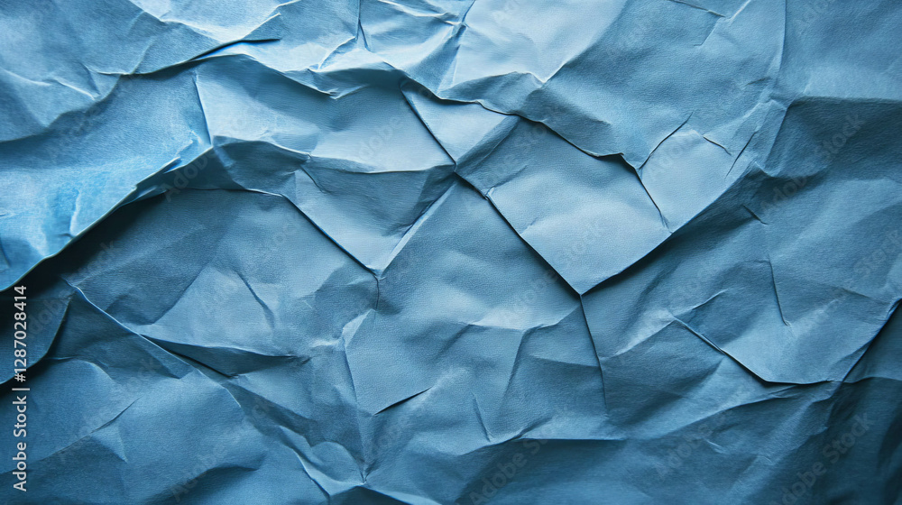Fototapeta premium Abstract textured pattern of intersecting ribbed blue paper for artistic design