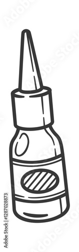 Nasal drops flask black-and-white doodle