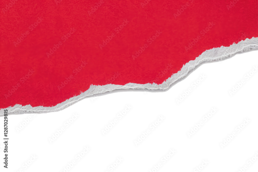 Red ripped paper torn edges strips isolated on white background