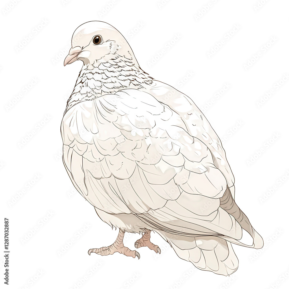 Fototapeta premium A professionally designed digital illustration of a white dove, transparent background, PNG