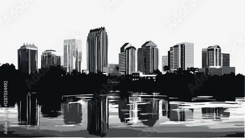 Bold Contrast Orlando Cityscape .eps