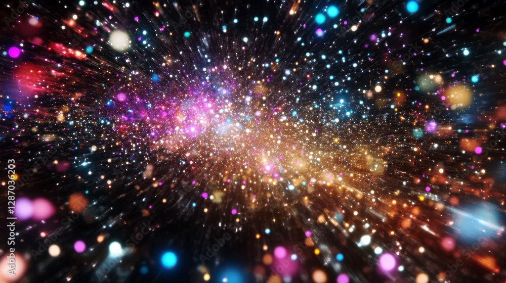 Fototapeta premium Cosmic Dance of Light: Abstract Burst of Celestial Wonder.