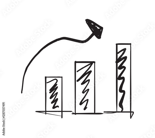 Hand-drawn graph showing positive growth trend with rising arrow