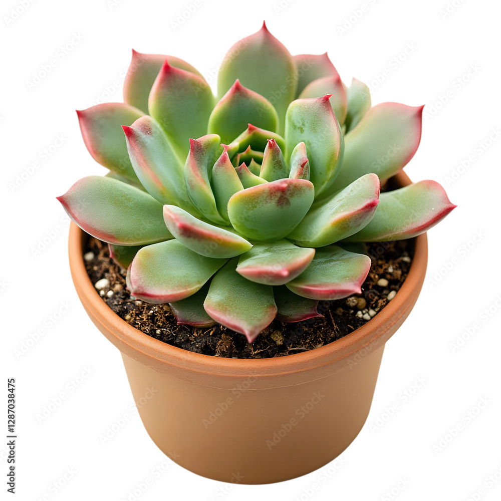 A Small Potted Succulent Plant with Thick Green Leaves Isolated on Transparent Background A Small Potted Succulent Plant with Thick Green Leaves Isolated on Transparent Background