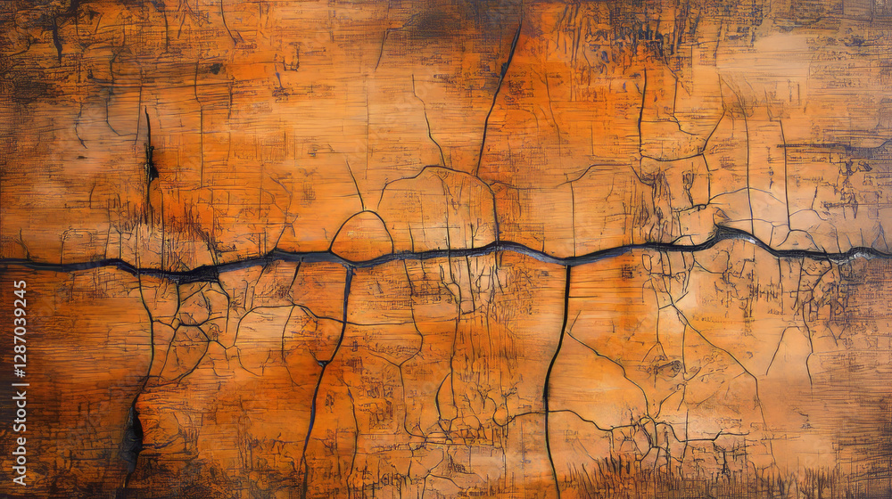 Naklejka premium Detailed texture of mango wood with light cracks for natural design and decor