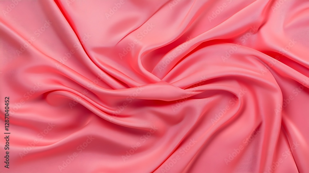 Fototapeta premium Coral Silk Fabric Drape: A Textured Close-Up AI Generated