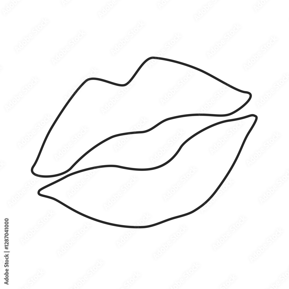 Kissing lips outline in simple vector icon Kissing lips outline in simple vector icon