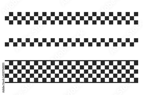 Seamless black and white checkered racing stripes set with different styles of repeating vector stripes