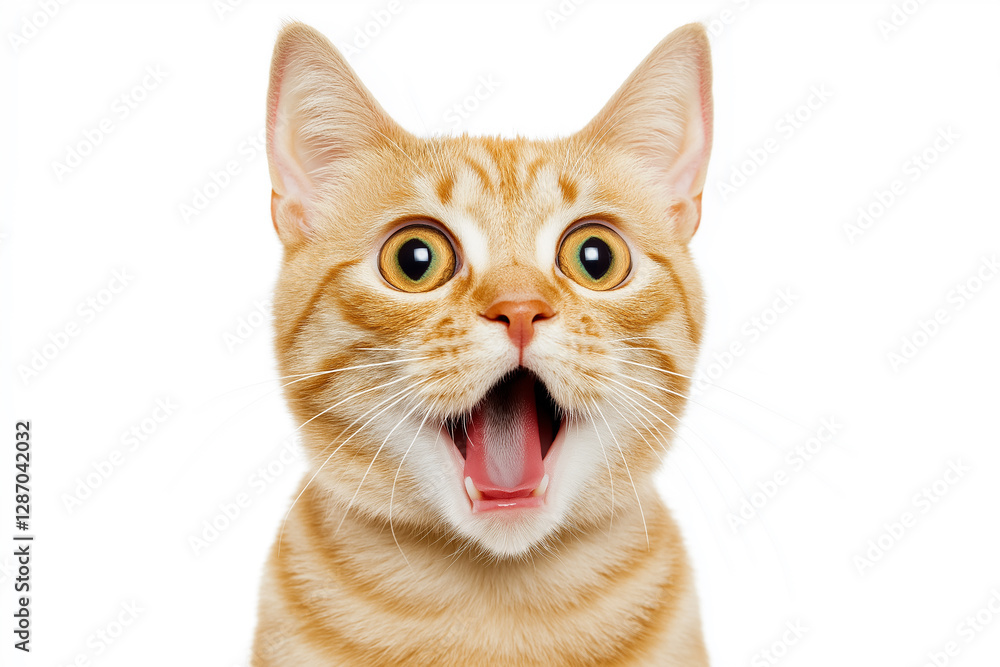 Cat portrait with striking eyes and orange fur, showcasing curious and surprised expressions. Cat portrait with striking eyes and orange fur, showcasing curious and surprised expressions.