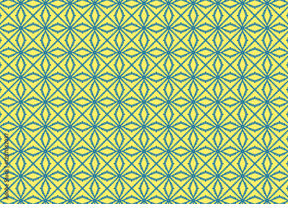 Obraz premium pattern with blue geometric pattern and yellow background 