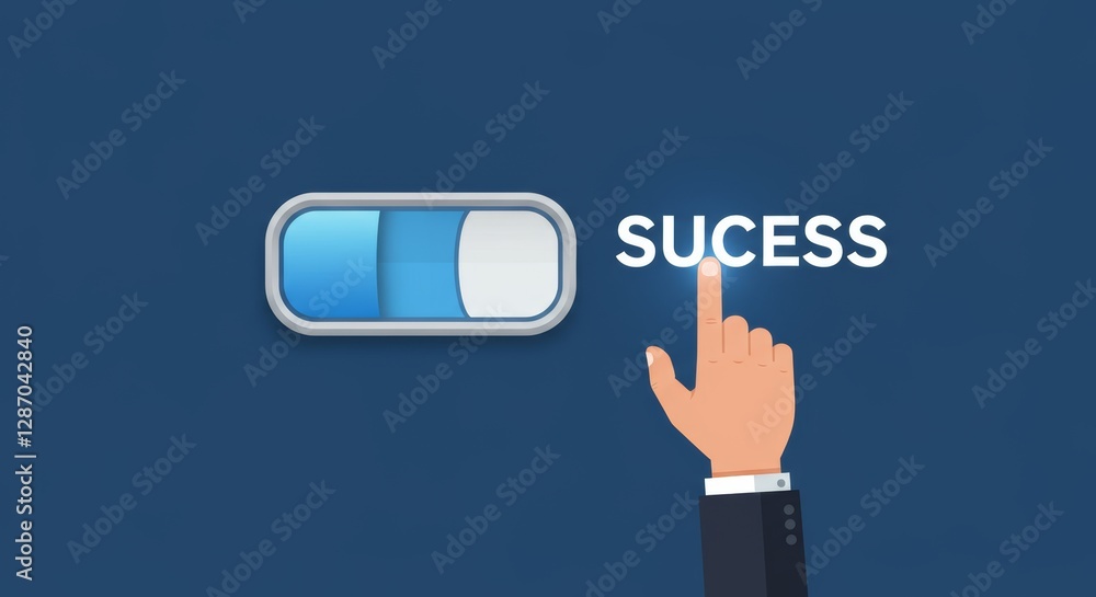 Activating Success, Minimalist Illustration of a Businessman Flipping the Switch Activating Success, Minimalist Illustration of a Businessman Flipping the Switch