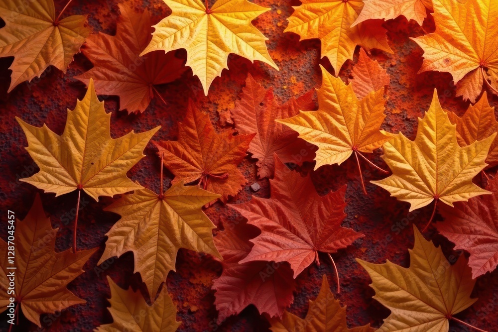 Subtle fall leaf pattern, warm orange and brown hues , worn, seamless, aged Subtle fall leaf pattern, warm orange and brown hues , worn, seamless, aged