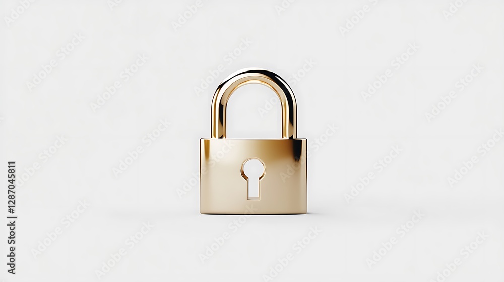 Naklejka premium Golden Padlock 3D Render: Security Concept Illustration AI Generated