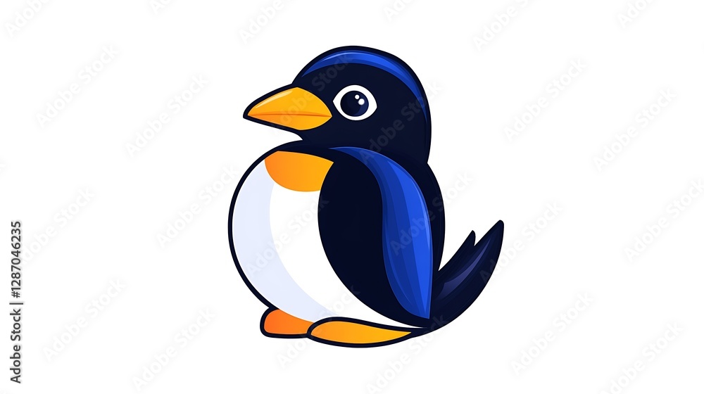 Fototapeta premium Adorable Cartoon Penguin Illustration: A Digital Drawing of a Happy Bird AI Generated