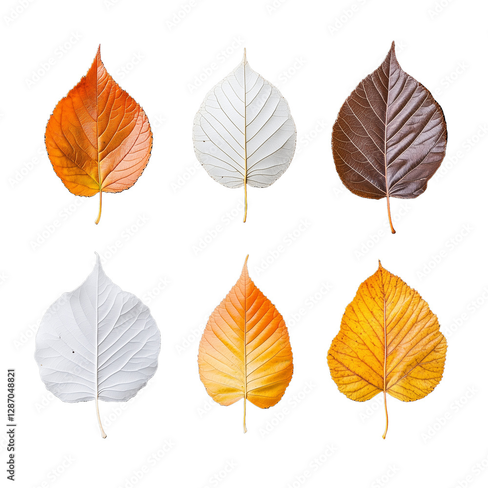 Obraz premium Collection of colorful autumn leaves on a transparent background