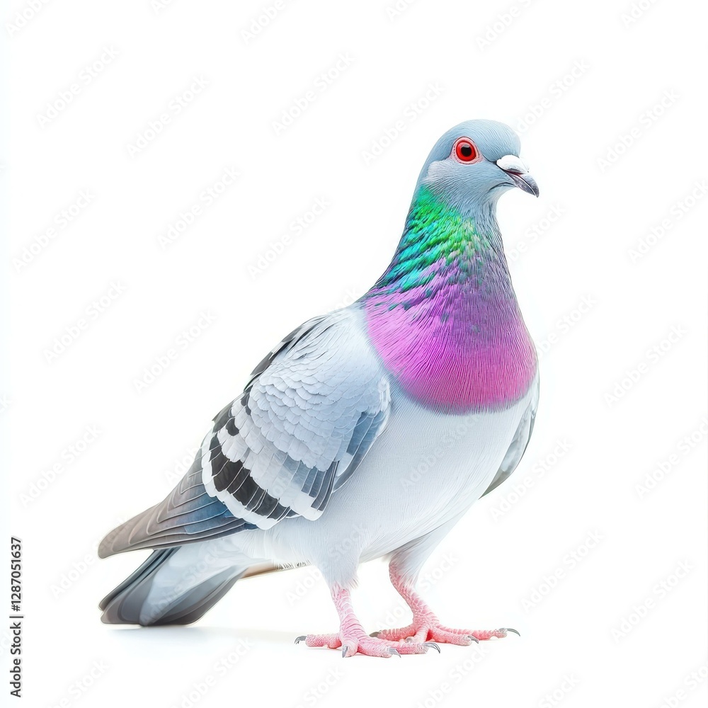 This vivid image highlights the intricate details of a pigeon, set against a minimal backdrop for maximum effect. This vivid image highlights the intricate details of a pigeon, set against a minimal backdrop for maximum effect.