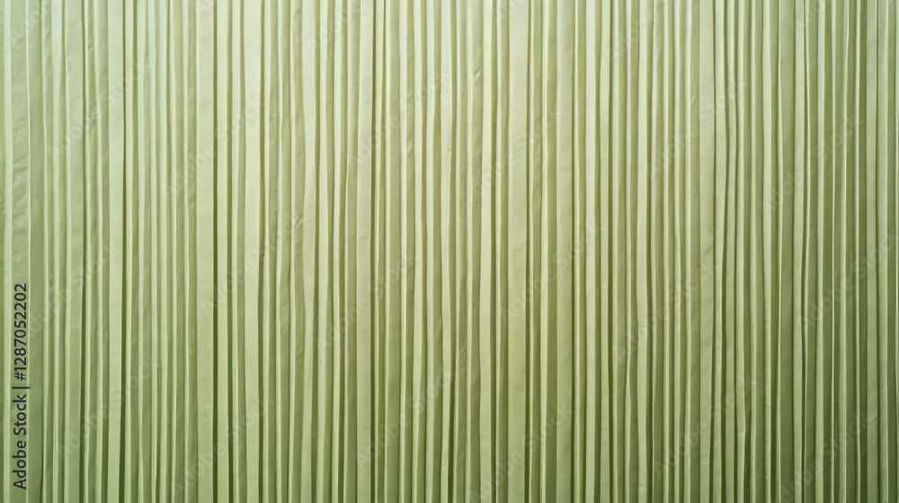 Obraz premium Narrow ribbed green paper texture with light gradient pattern
