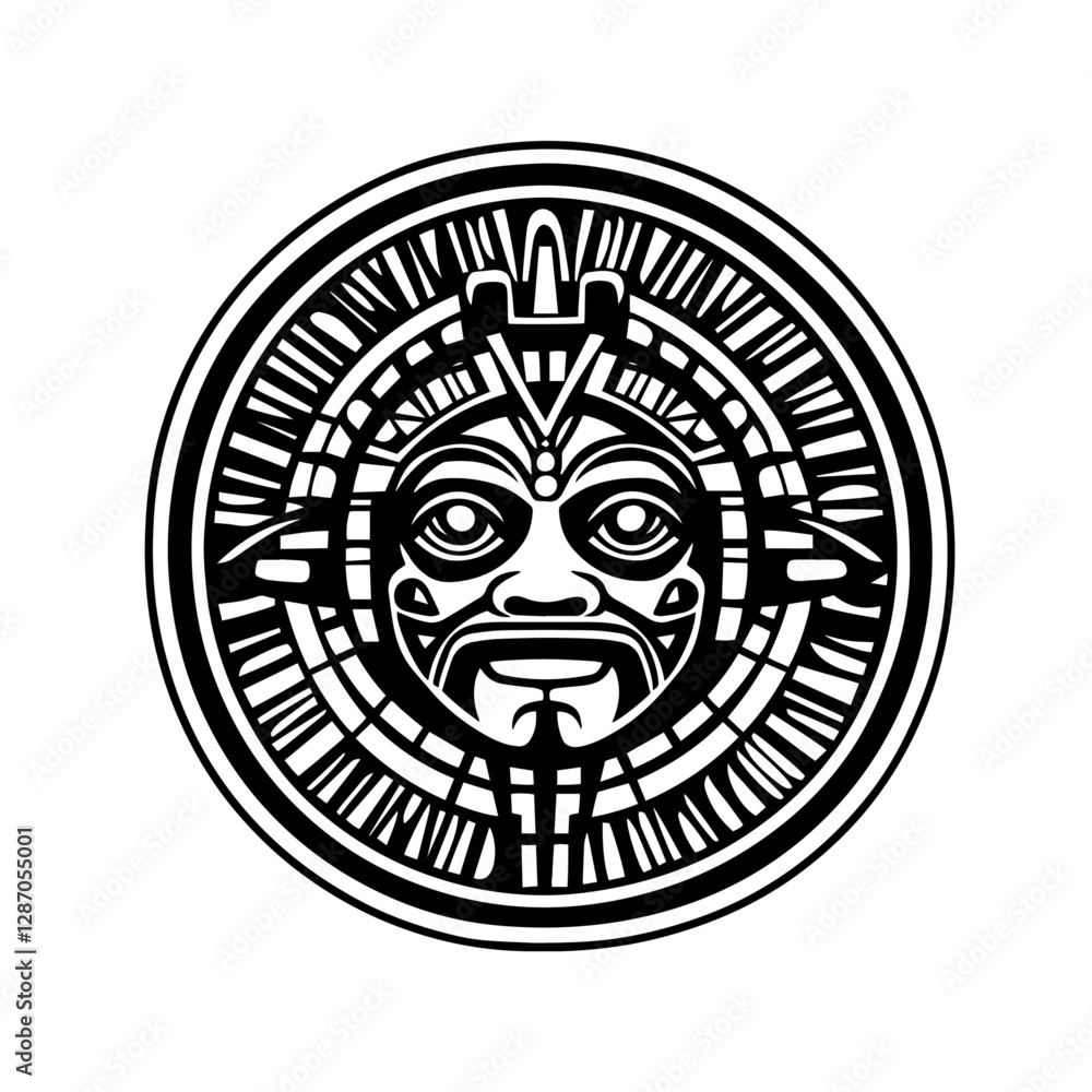 vector aztec calendar black and white illustration vector aztec calendar black and white illustration